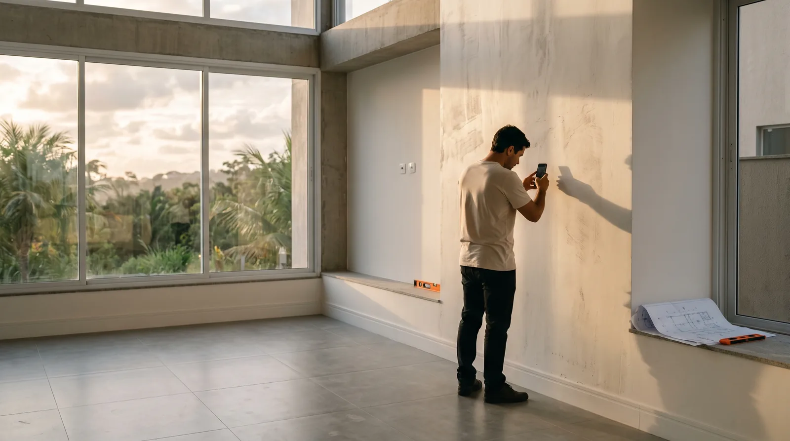 Vistoria de aceitação de obra em imóvel recém-entregue em Maricá